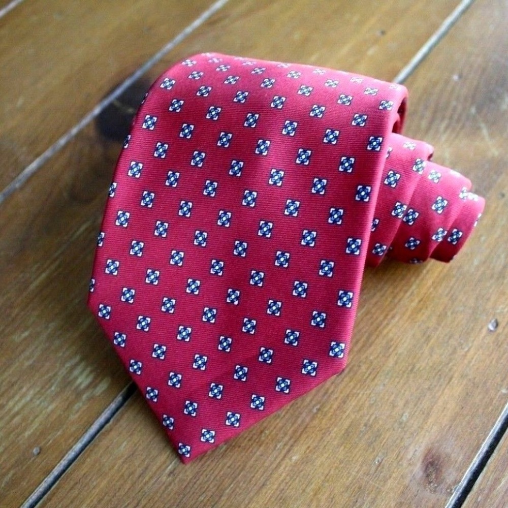 Christian Dior Diamond Print 100% Silk Neck Tie